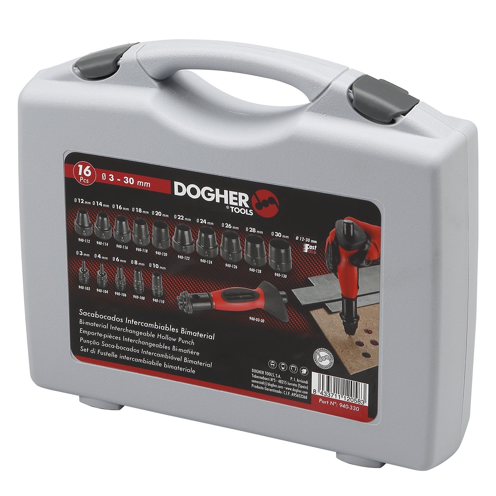 Dogher 940-330 - Juego Sacabocados Bimat 3-30Mm 16 Pzas