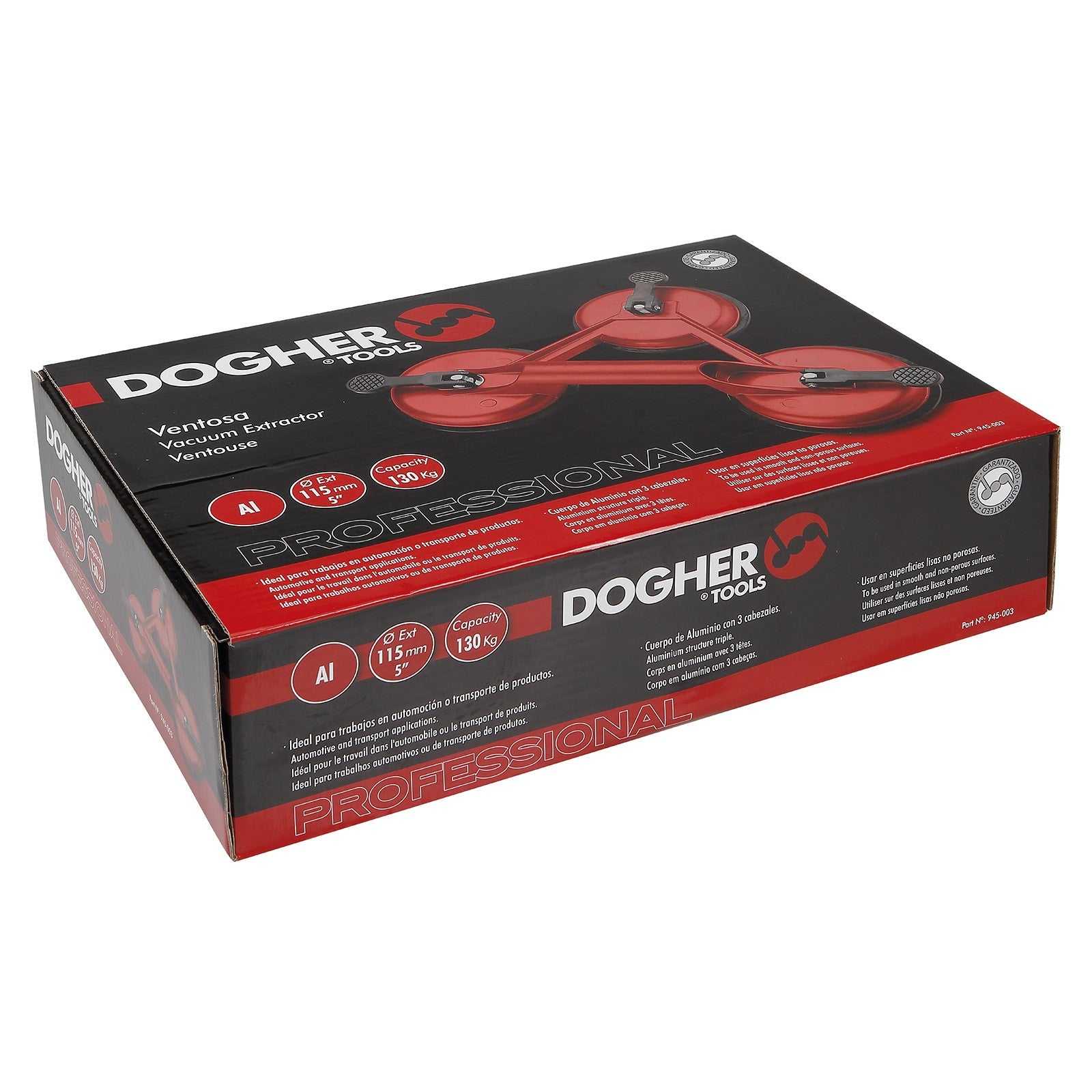 Dogher 945-003 - Ventosa Triple Aluminio 130Kgs