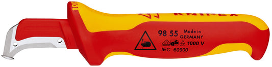 Knipex 98 55 - VDE insulated knife for Knipex 190 mm cable. with protected spine and hooked blade