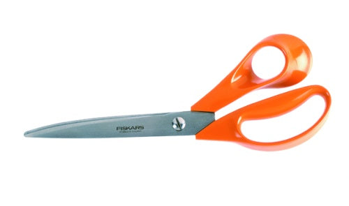 Fiskars Classic Tijeras de sastre, Longitud: 25 cm, Para uso con mano derecha, Hojas de acero inoxidable / Mango de Plástico, Naranja, 1005151