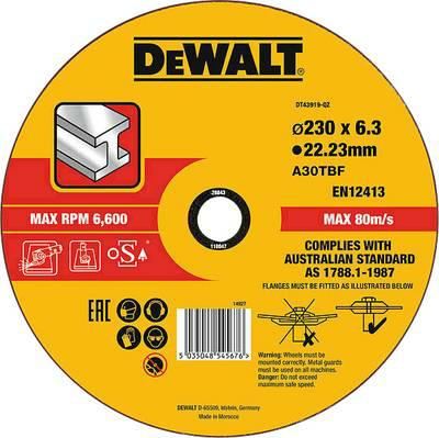 DEWALT DT43919-QZ - Disco de desbaste concavo para metal con grano profesional de óxido de alumínio 230 x 6.3 x 22.23 mm