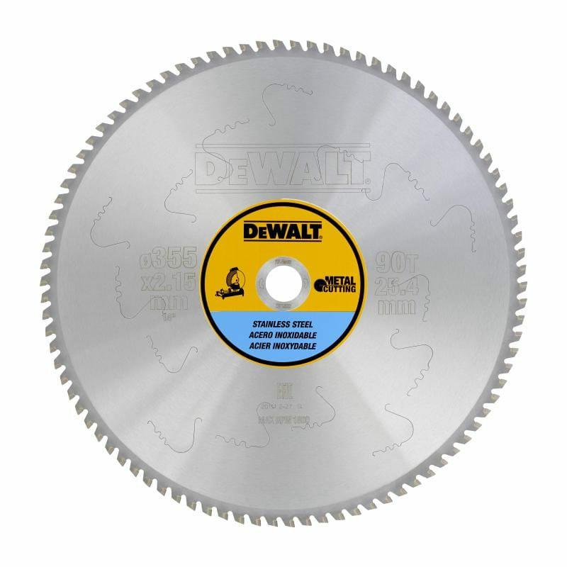 DeWalt DT1922-QZ - Hoja para sierra circular estacionaria, 355 x 25,4 mm, 90D para acero inoxidable MMJ +10º
