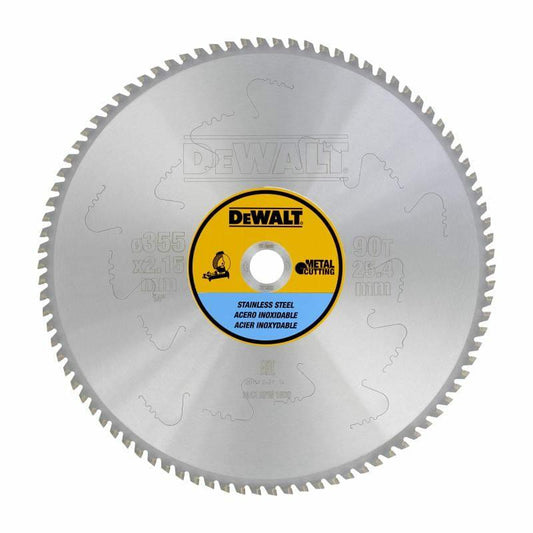 DeWalt DT1922-QZ - Hoja para sierra circular estacionaria, 355 x 25,4 mm, 90D para acero inoxidable MMJ +10º