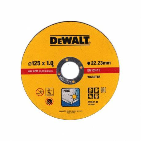 Dewalt DT43972-QZ Disco unido de alto rendimiento delgado de corte rápido (10 latas) 125 mm x 1,0 mm x 22,23 mm