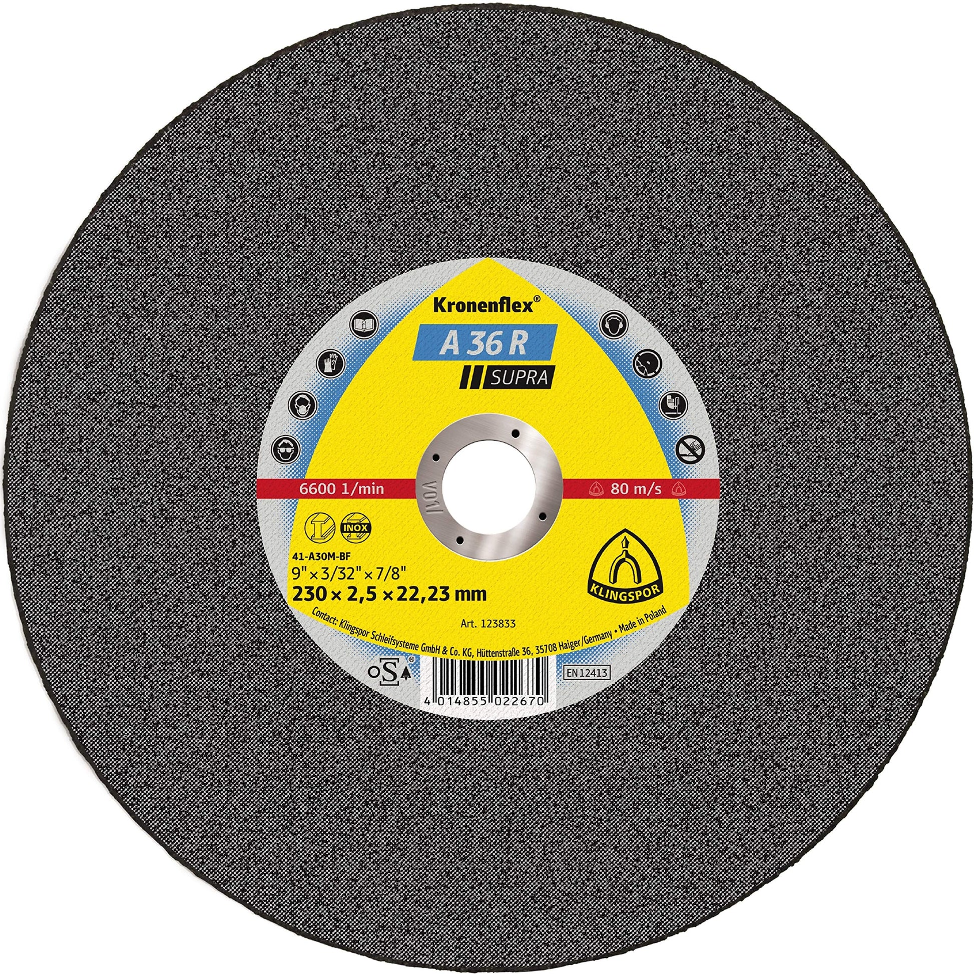 Klingspor 126849 - Disco de corte Kronenflex inox A 36 R Supra, 125 x 2 x 22,23 mm