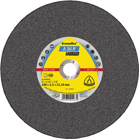 Klingspor 126849 - Disco de corte Kronenflex inox A 36 R Supra, 125 x 2 x 22,23 mm