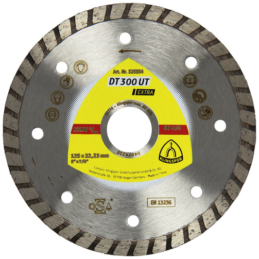 Klingspor 325354 - Disco de corte de diamante turbo DT 300 UT, 125 x 1,9 x 22,23 mm, para hormigón