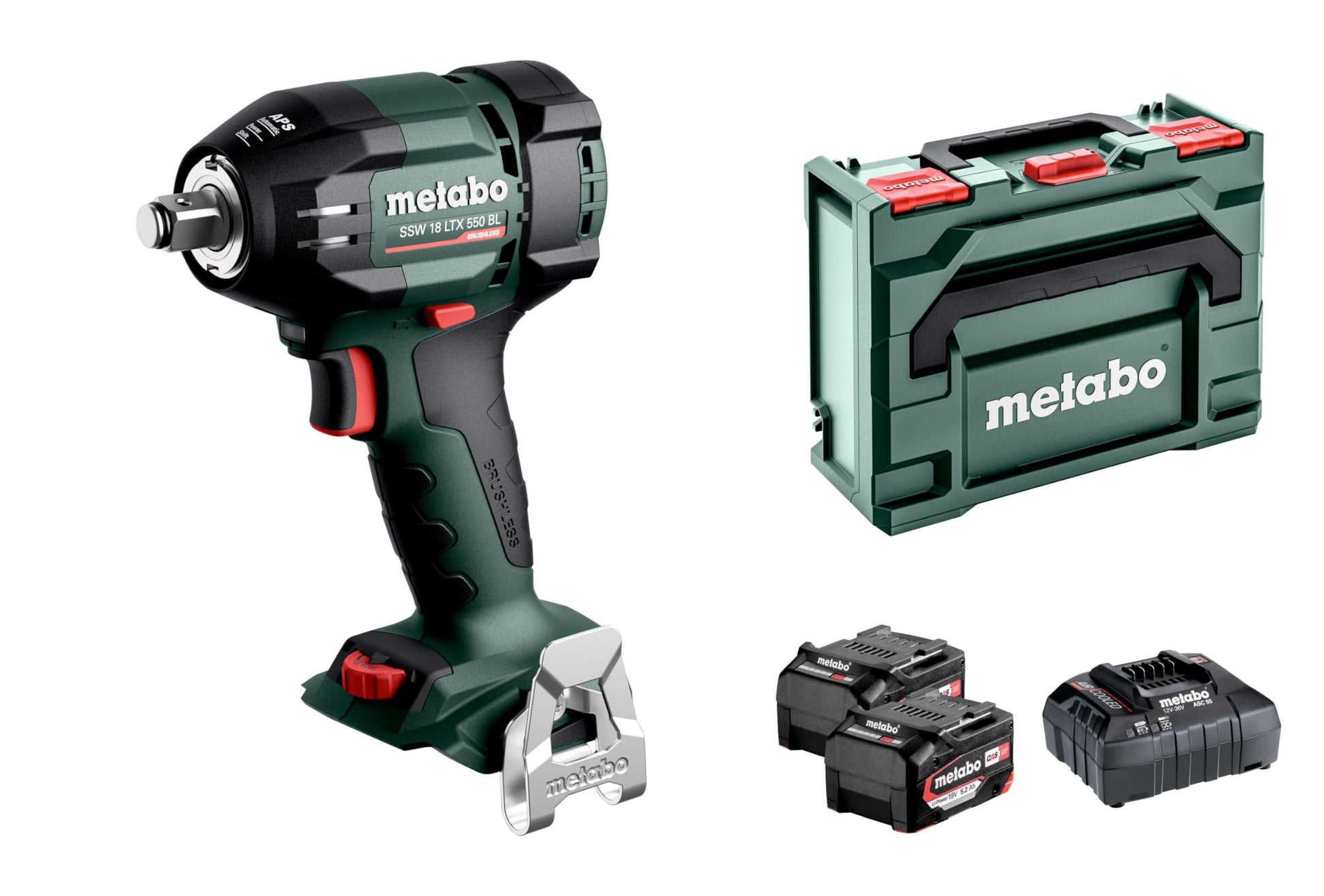 Metabo 602404650 - Llave de impacto de batería SSW 18 LTX 550 BL, 550 Nm, 2x5,2 Ah, metaBOX