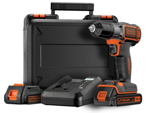 BLACK+DECKER ASD18KB Taladro atornillador 18V Autosense incluye 2 Baterias de litio 1.5Ah y Maletin