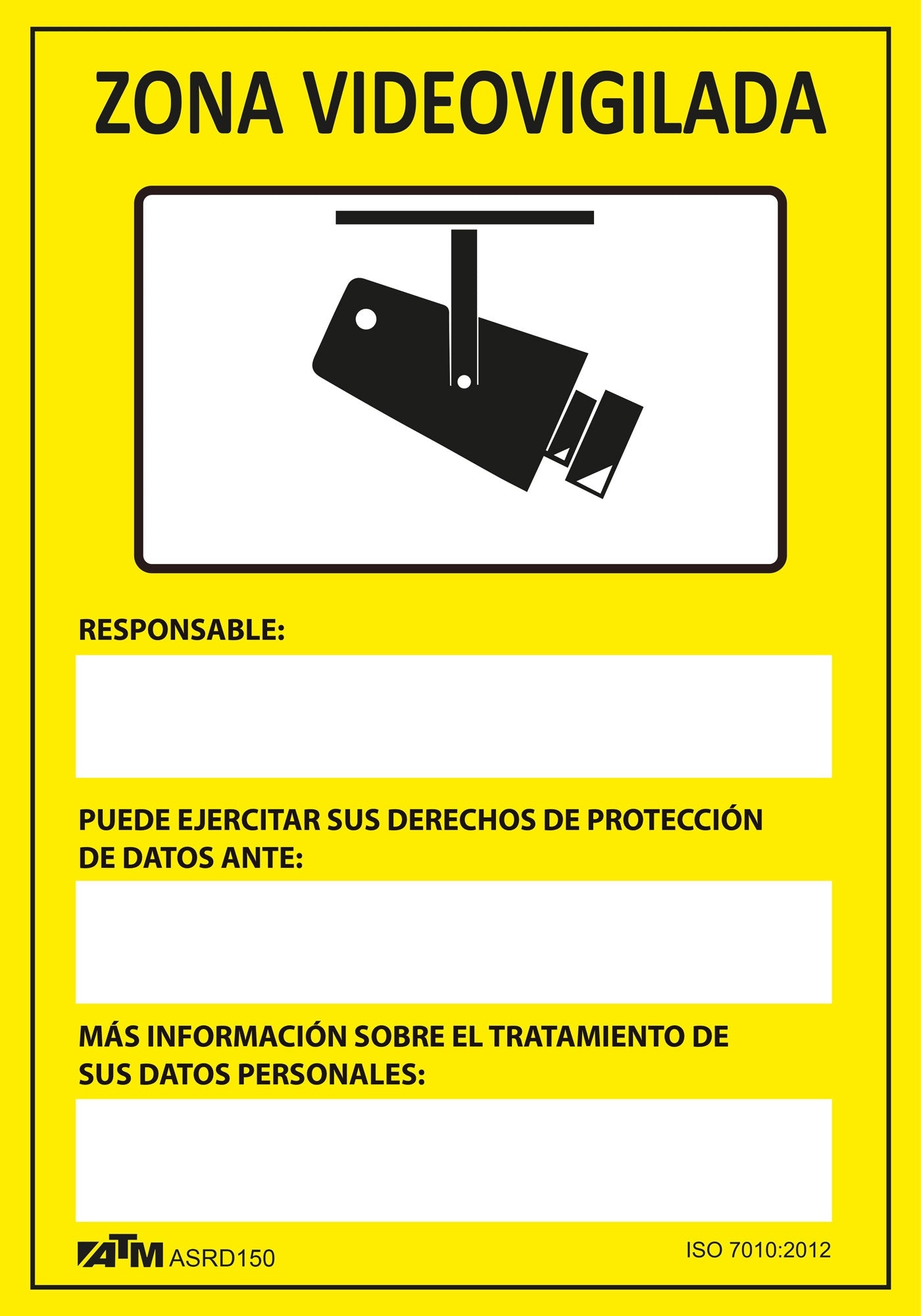 ATM Señalización ASRD150 - Señal peligro zona videovigilada PVC Glasspack