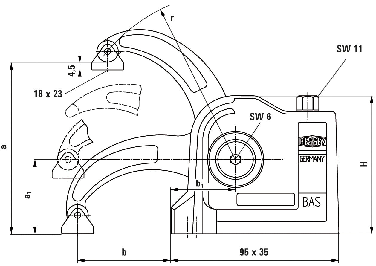 Bessey BASCB106 -  Mordaza compacta para máquinas Serie BAS-CB 97 mm