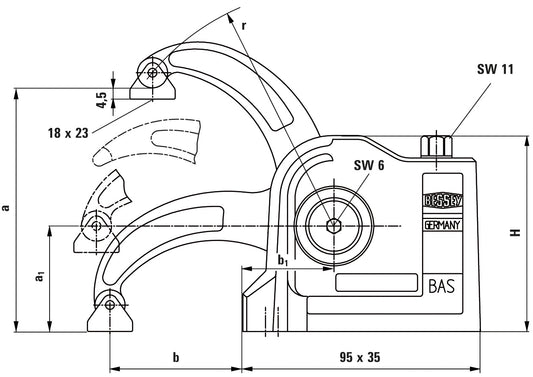Bessey BASCB106 - Compact Machine Clamp BAS-CB Series 97 mm