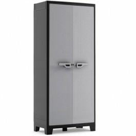 Keter Armario Titan Multispace XL|Almacenaje Interior y Exterior|Resina|Resistente al Agua con 2 Puertas y 8 Baldas regulables en altura|Color Negro/Gris|80 x 44 x 182 cm