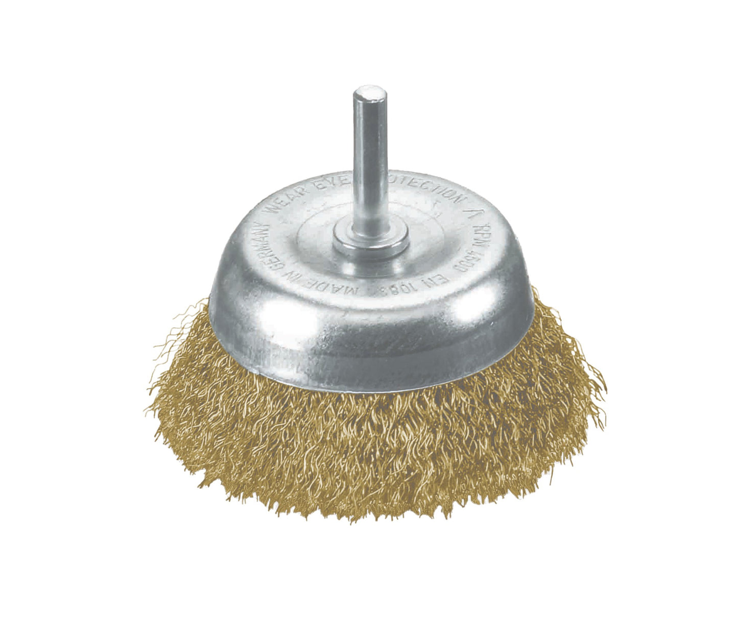 Lessmann 430136 - Cup brush with tang, wavy brass wire 430136