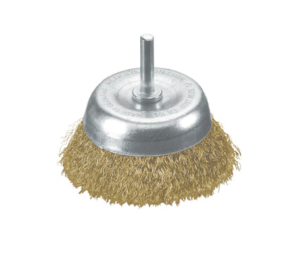 Lessmann 430136 - Cup brush with tang, wavy brass wire 430136