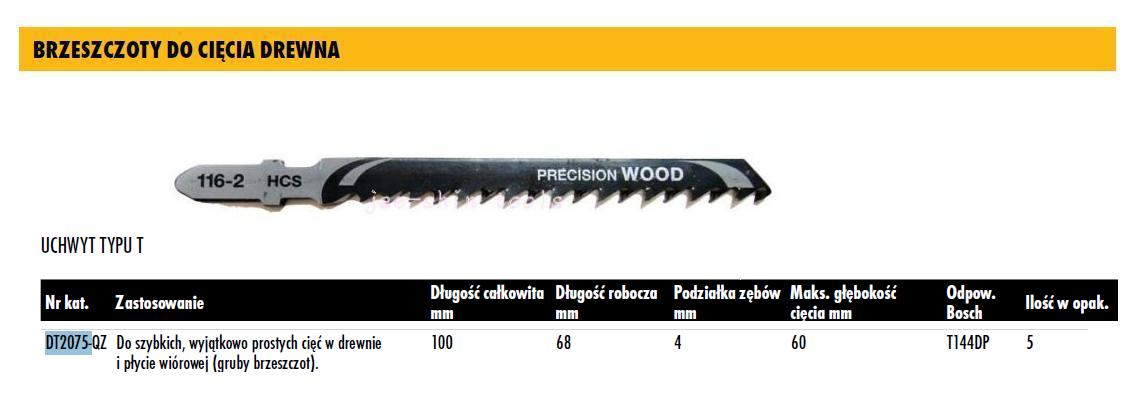 DeWalt DT2075-QZ - Hoja de sierra de calar HCS, longitud: 100 mm, paso de diente: 4 mm, para cortes mu y rectos rápidos en madera y aglomerado de hasta 60 mm de espesor (hoja extragruesa)