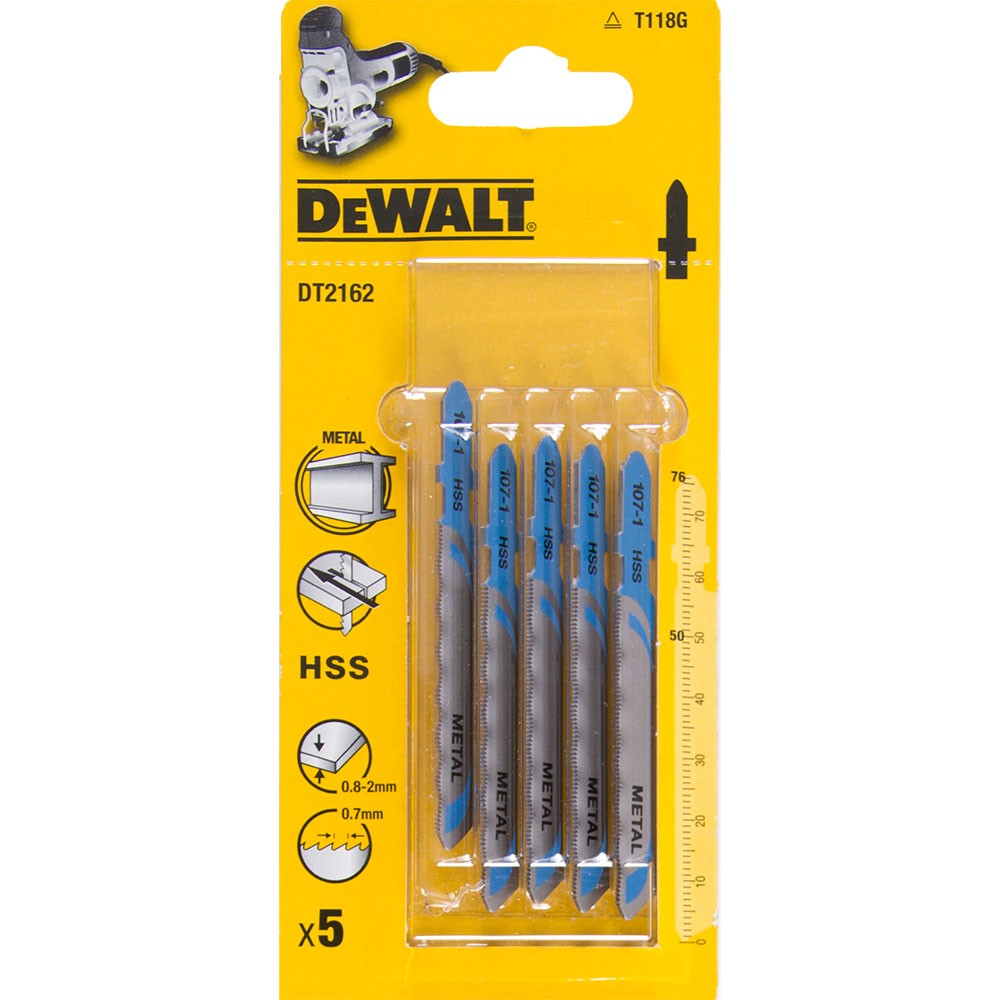 DeWalt DT2162-QZ - Hojas de sierra de calar HSS, longitud: 76 mm, paso de diente: 0.7 mm