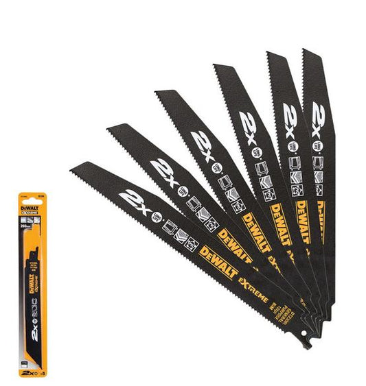 DEWALT DT2408L-QZ- Pack de 5 Hojas de Sierra Sable bi Extreme 2X, Longitud: 203mm, Paso de diente: 1.8 -1.4mm, Uso en metal