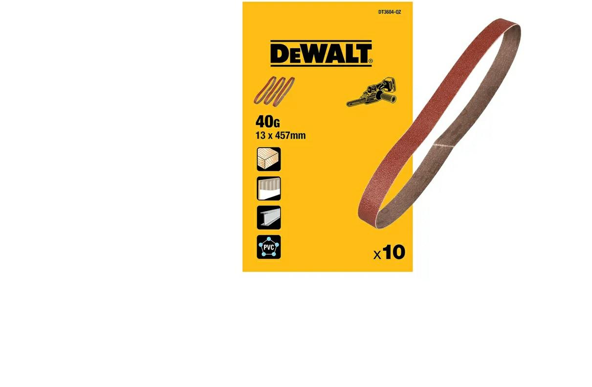 DEWALT Cinta de lija (13 x 457 mm, grano 40, 10 unidades)