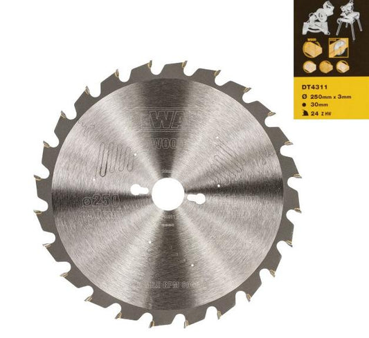 Dewalt DT4311-QZ - Hoja de sierra circular para maquina estacionaria, 250 x 30 mm, 24D
