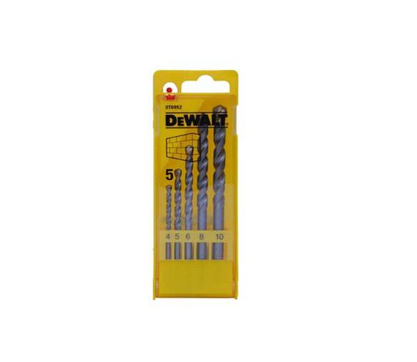 DeWalt DT6952-QZ - Juego de 5 Brocas para Piedra en Cassette de Plástico Diámetro 4, 5, 6, 8, 10 mm, 0 W, 0 V, Acero Inoxidable