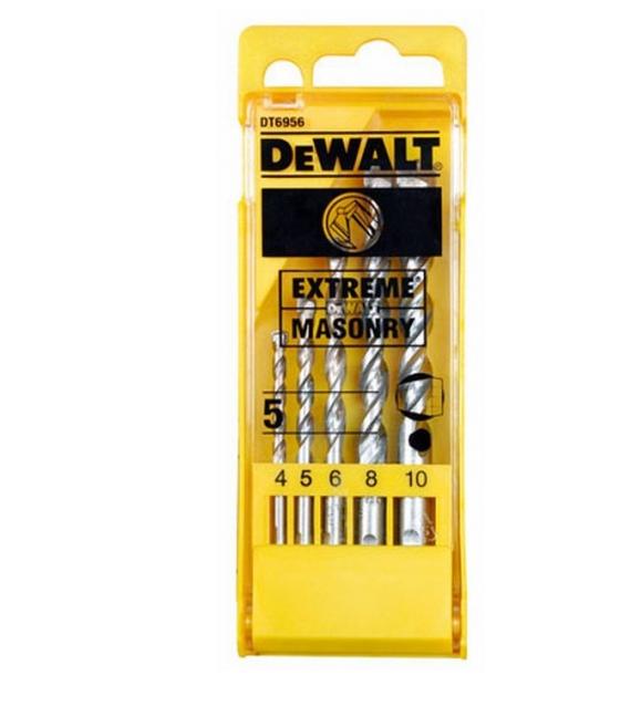 DeWALT DT6956-QZ - Juego de 5 Brocas para Piedra Extreme con Vástago de 3 Caras en Cassette de Plástico Diámetro 4, 5, 6, 8, 10 mm