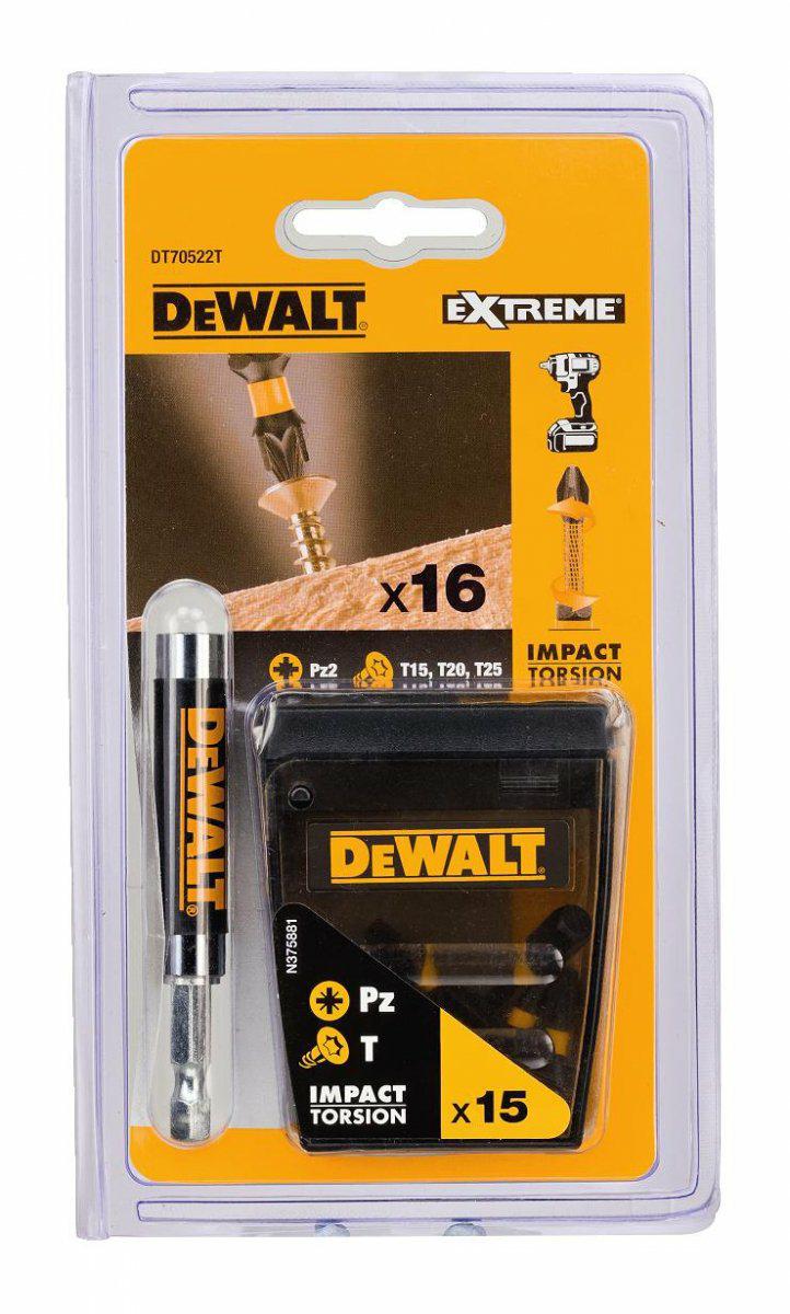 DeWalt DT70522T-QZ Juego de Puntas de Atornillado Impact Torsion (16 Piezas)