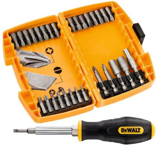 DeWalt DT71506-QZ - Juego de 30 piezas en estuche tipo Tough Case para atornillar.Puntas de atornillar de 25mm, portapuntas magnético, llaves de vaso 8y10mm, puntas de 50mm: Ph2, Pz2 y destornillador.