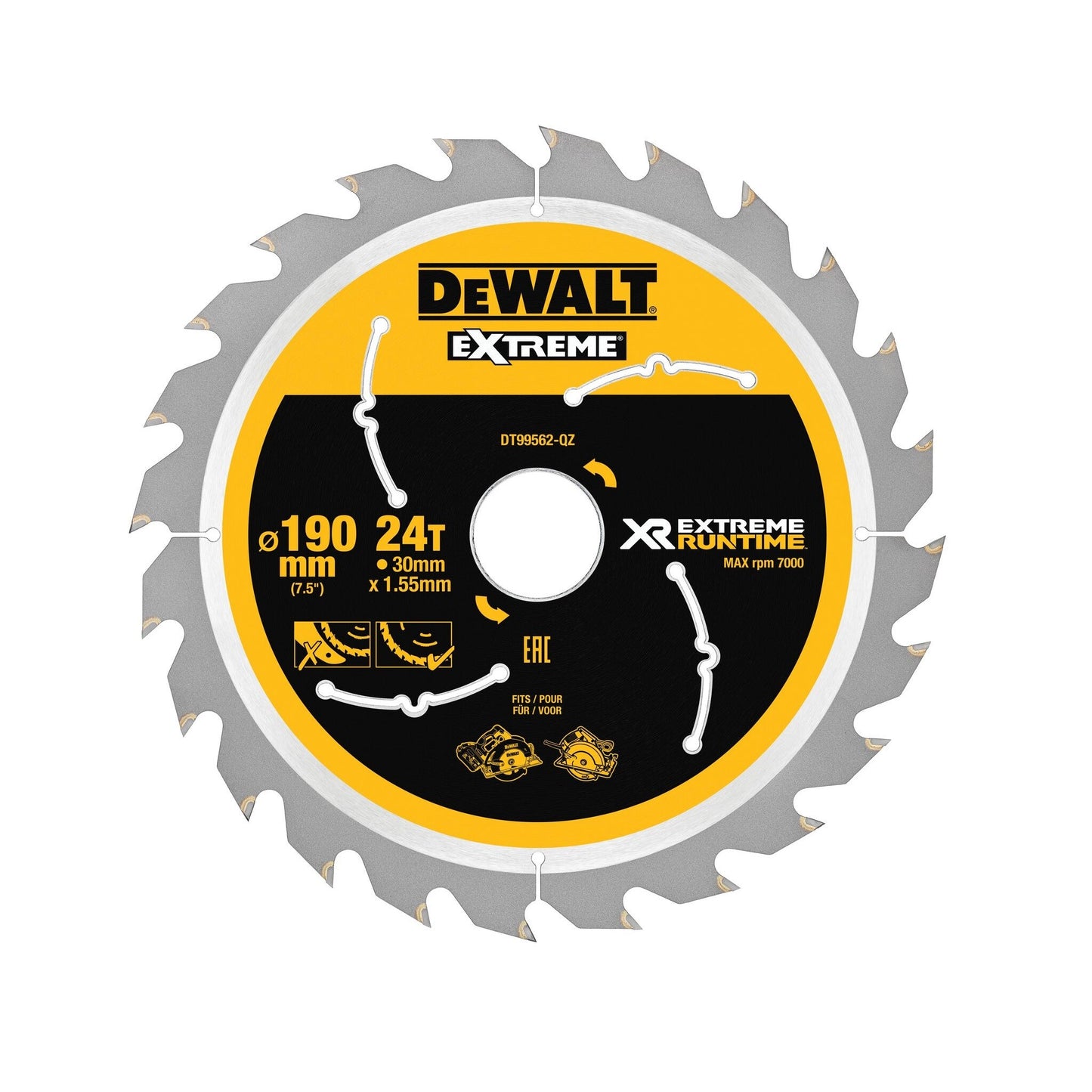 DeWalt DT99562-QZ - Hoja para sierra circular de mano, 190 x 30 mm, 24D 25º