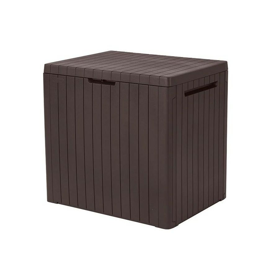 Keter City Storage Box 113L - Arcón de Almacenaje Caja de Almohada Caja de Almacenamiento Caja de Jardín Terraza Patio con Tapa Marrón
