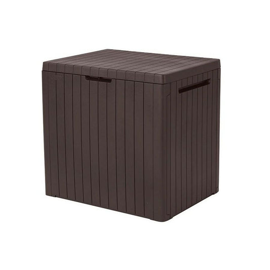 Keter City Storage Box 113L - Arcón de Almacenaje Caja de Almohada Caja de Almacenamiento Caja de Jardín Terraza Patio con Tapa Marrón