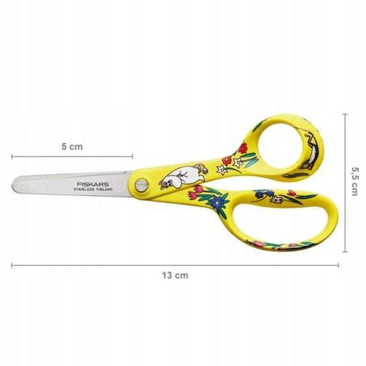 Fiskars X Mumin Tijeras infantiles con diseño Mumin, Para diestros, Longitud: 13 cm, Hojas seguridad de acero inoxidable, Señorita Snork, 1067191