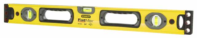 STANLEY Nivel FatMax II 180 cm, cuerpo de aluminio reforzado, 3 burbujas de visibilidad, precisión +/- 0.5mm/m, bases mecanizadas, extremos de caucho, empuñaduras fijas, 1-43-572
