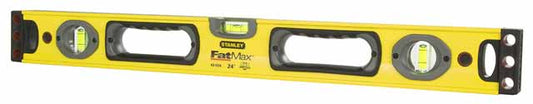 STANLEY Nivel FatMax II 180 cm, cuerpo de aluminio reforzado, 3 burbujas de visibilidad, precisión +/- 0.5mm/m, bases mecanizadas, extremos de caucho, empuñaduras fijas, 1-43-572