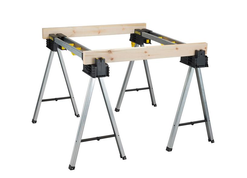 STANLEY FATMAX Caballete de Sierra metálico Plegable de 900 kg (par) - Solución de Banco de Trabajo portátil y Duradero con Patas metálicas, FMST1-75673