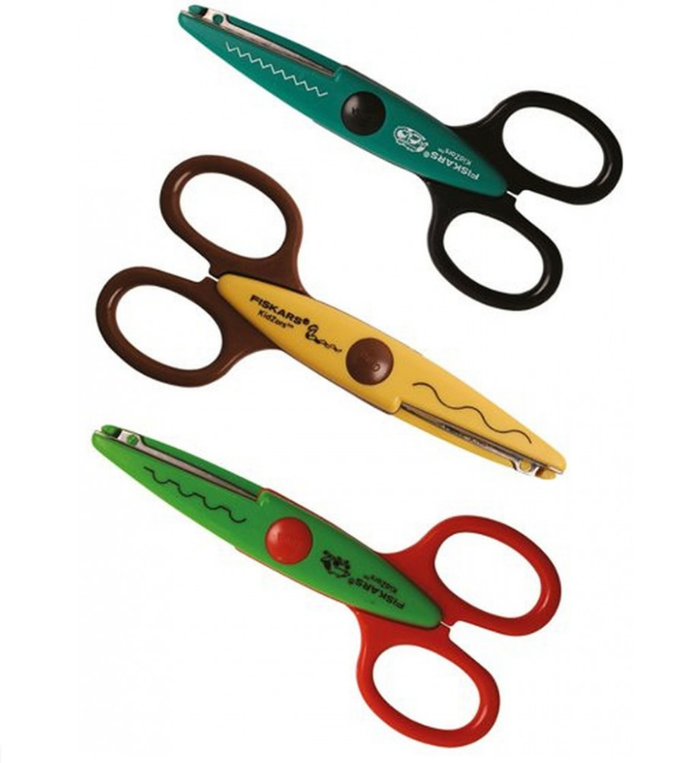 FISKARS FI8231 Tijeras Decorativas para niños Reptiles, 3 unidades, Longitud: 13 cm, para diestros y zurdos, a partir de 4 años, Hoja de acero inoxidable/Mangos de plástico, Kidzors, 1003845, 1.8 x 17.5 x 22.4 cm, Verde/Turquesa/Amarillo
