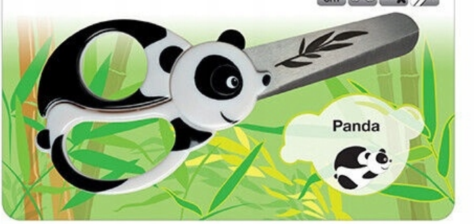 Fiskars Tijeras de animales para niños con motivos de panda, A partir de 4 años, Longitud: 13 cm, para diestros y zurdos, Hoja de acero inoxidable/Mangos de plástico, Blanco/Negro, 1004613