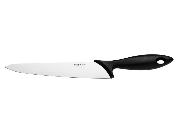 Fiskars Cuchillo de cocina, Longitud de hoja: 21 cm, Acero inoxidable / Plástico PP, Negro, Essential, 1023776