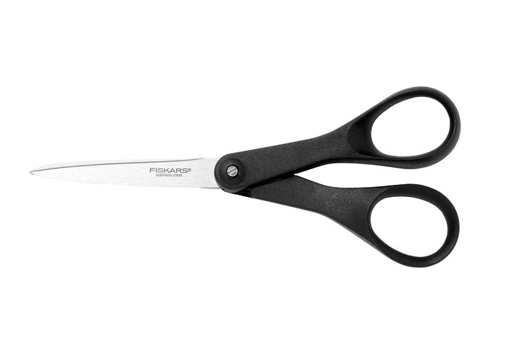 Fiskars Tijeras para papel, Color Negro/Plata, Longitud 18 cm