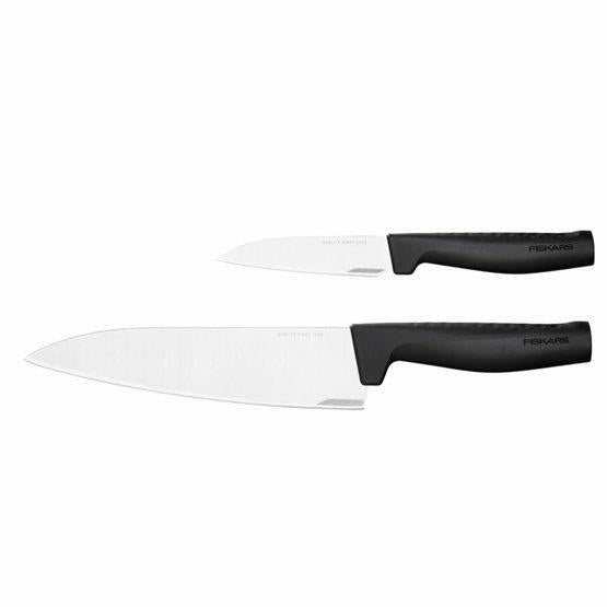 Fiskars Set de Cuchillos, Cuchillo de cocina y Cuchillo para verduras, Elegantes Design, Longitud total: 33,1 cm und 22,8 cm, Acero inoxidable/Plástico, Hard Edge, 1051778