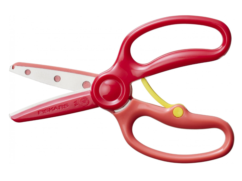Fiskars Tijeras para niños, A partir de 3 años, Para aprender a cortar, Longitud: 13 cm, Hojas de metal con recubrimiento de plástico/mangos de plástico, Rojo, Training, 1064067
