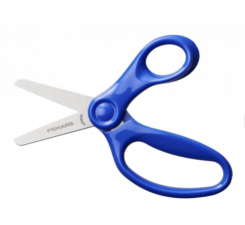 Fiskars Tijeras para niños, A partir de 6 años, Longitud: 13 cm, Para diestros y zurdos, Hoja metálica/mangos de plástico, Azul, 1064069