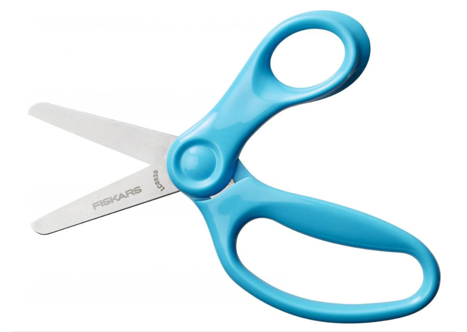 Fiskars Tijeras para niños, A partir de 6 años, Longitud: 13 cm, Para diestros y zurdos, Hoja metálica/mangos de plástico, Turquesa, 1064072