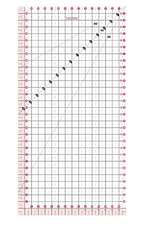 Fiskars Regla para patchwork, 15 x 30 cm, Margen de costura resaltado de 1 cm, Líneas de cuadrícula interrumpidas de medio centímetro, Líneas en ángulo, Plástico PET, 1066361