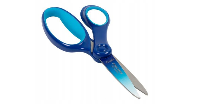 Fiskars Tijeras infantiles, Tijeras para niños grandes de 8 a 11 años, Para zurdos, SoftGrip, Longitud: 15 cm, Color degradado, Azul, 1067854