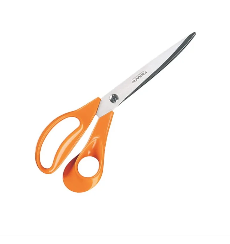 Fiskars Tijeras universales grandes para tejidos y manualidades Classic, Para Diestros, Longitud total: 25 cm, Tornillo Torx mejorado y mango más ergonómico, Acero/Plástico, Naranja, 1075038
