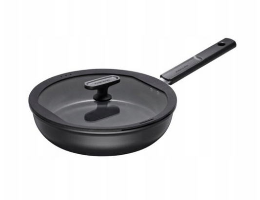 Fiskars Sartén con Tapa, Hard Face, Diámetro 28 cm, Capacidad: 3,5 litros, Apta para todas las Placas, Revestimiento Antiadherente, Resistente a los Arañazos, Aluminio/Plástico, Negro, 1075530