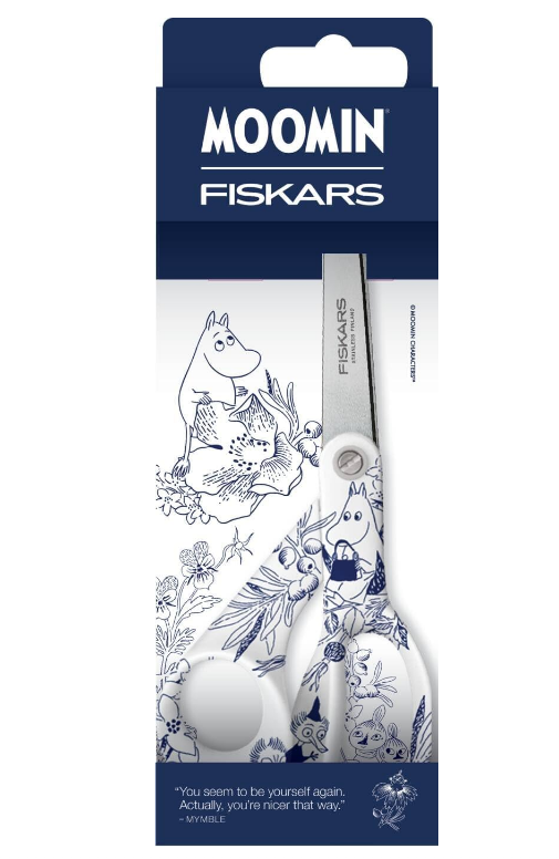 Fiskars X Moomin Tijeras Multiusos con Diseño de Mumin, para Diestros, Longitud: 21 cm, Hojas de Acero Inoxidable, Modelo Haru, 1075572.