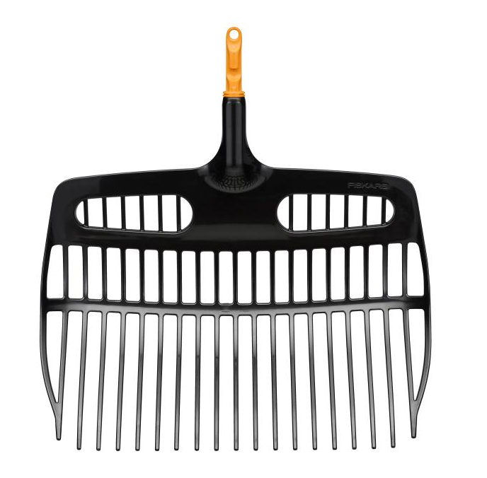 Fiskars OneClick Pala Rastrilladora, Accesorio Versátil para Rastrillar, Levantar y Tamizar, Cambio Sin Esfuerzo en 1 Clic, Diseño de Pala Ancha, Negro y Naranja, 1080681