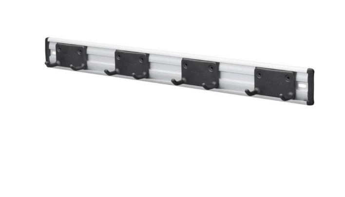 Fiskars OneClick Soporte para Herramientas de Jardín, Soporte de Pared con 5 Ganchos Dobles Móviles, Para Herramientas con Orificio para Colgar, Incl. Tornillos, Metal, Negro y Plata, 1082705